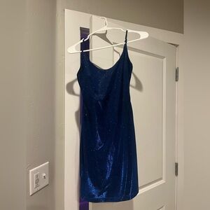 B Darlin Blue Sparkle Mini Dress